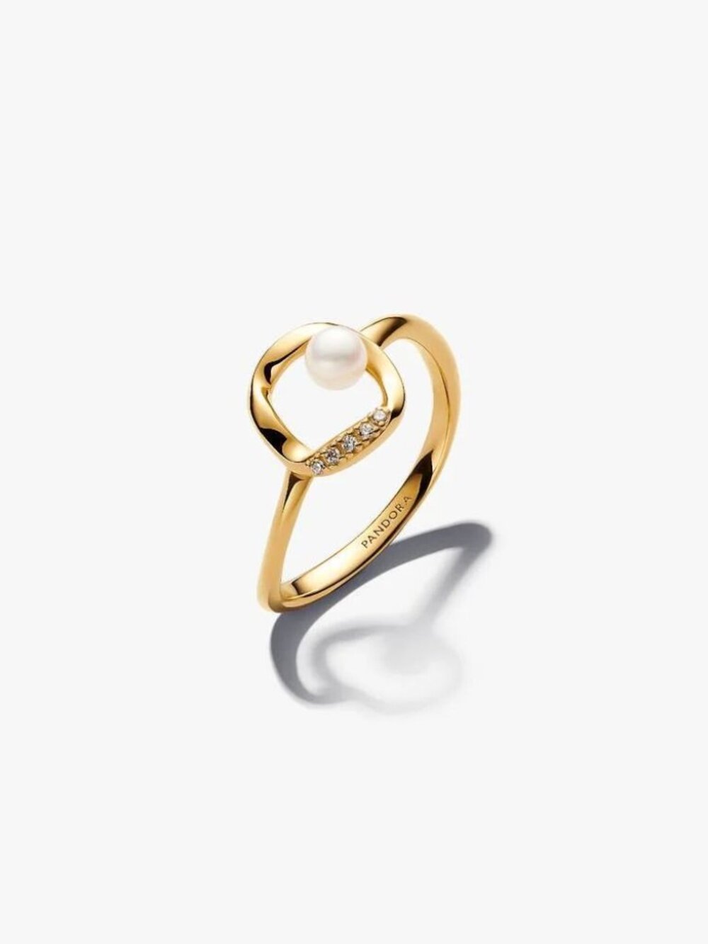 Pandora Organically Shaped Pav�� Circle & Treated Freshwater Cultured Pearl Ring